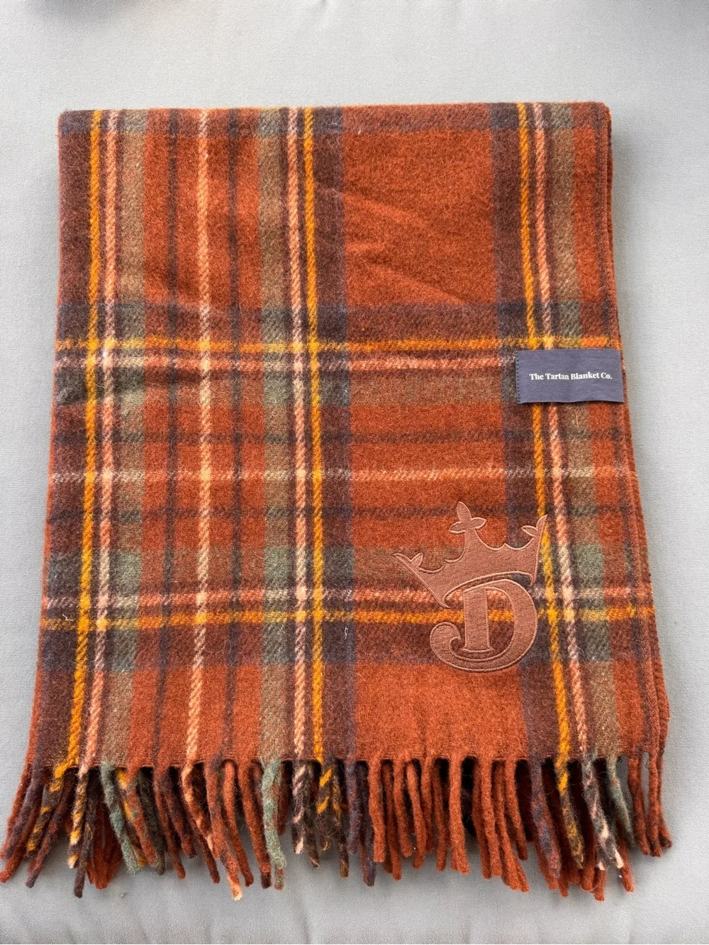 The Tartan Blanket Co. Recycled Wool Plaid Throw Blanket 29x73 Monogram D